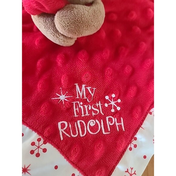 My First Rudolph The Red Nosed Reindeer Lovey Security Blanket Rattle Christmas - Picture 3 of 10
